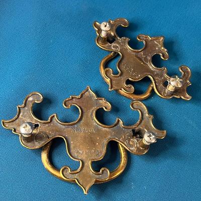 PAIR of BRASS BUTTERFLY STYLE DRAWER PULLS HARDWARE