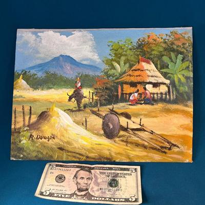 ORIGINAL ARTIST SIGNED OIL PAINTING ASIAN/ISLAND FARM THEME