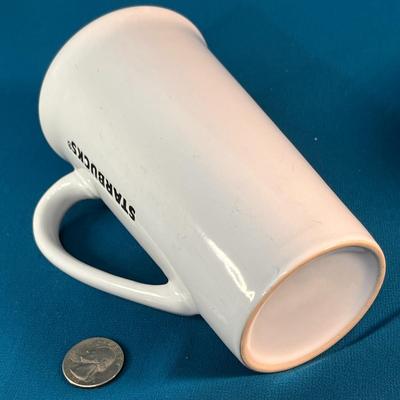 BLACK & WHITE TALL CERAMIC STARBUCKS COFFEE MUG EMBOSSED LOGO