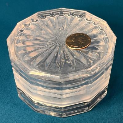 LIDDED CRYSTAL TRINKET BOX with FROSTED BAND ON SIDE