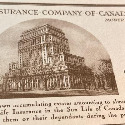 VINTAGE SUN LIFE ASSURANCE OF CANADA INK BLOTTER ADVERTISING CARD
