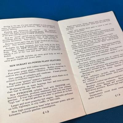 VINTAGE 1920â€™S SALESMENS BOOKLET FOR LUXURY DURANT CARS