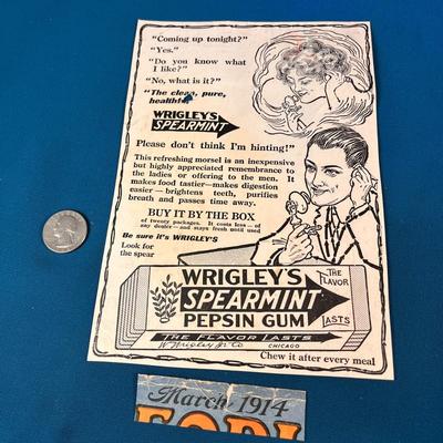 1914 WRIGLEYâ€™S SPEARMINT MAGAZINE AD 