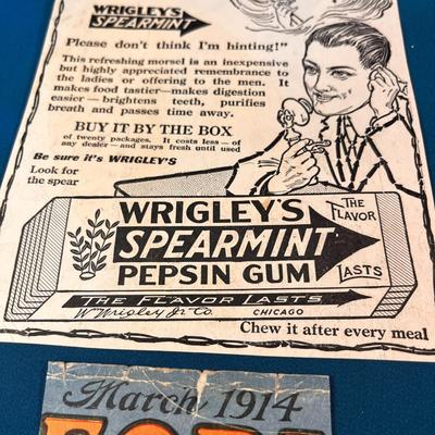 1914 WRIGLEYâ€™S SPEARMINT MAGAZINE AD 