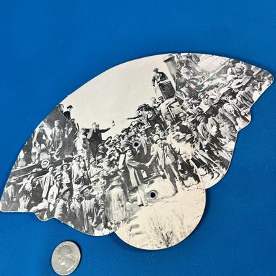 GOLDEN SPIKE SONS OF UTAH PIONEERS RAILROAD VILLAGE MUSEUM ADVERTISING FAN
