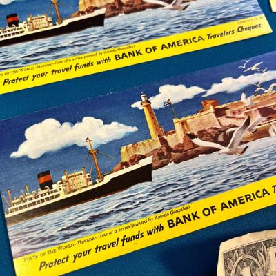 6 VINTAGE BANK OF AMERICA INK BLOTTER ADVERTISING CARDS HAVANA PORT
