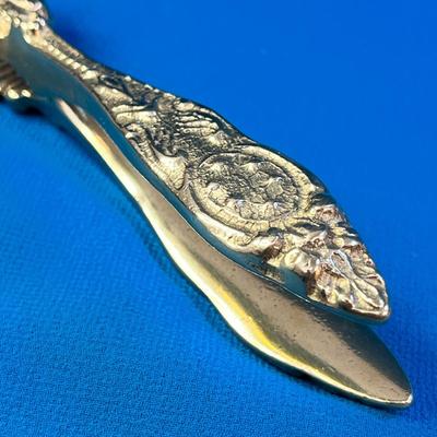 FANCY ORNATE GOLD TONE METAL NUT CRACKER