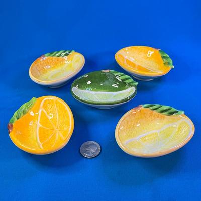 5 PIECE SET SMALL CERAMIC LEMON, LIME BOWLS FROM PIER 1 IMPORTS