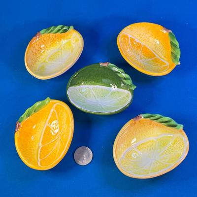 5 PIECE SET SMALL CERAMIC LEMON, LIME BOWLS FROM PIER 1 IMPORTS
