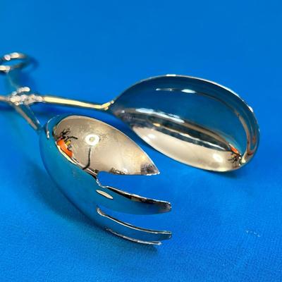 NICE SILVER TONE METAL SERVING TONGS 