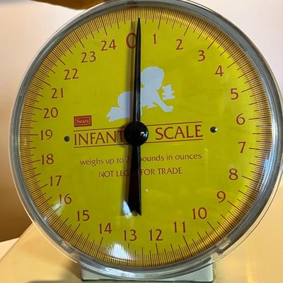 SEARS METAL, PLASTIC INFANT SCALE WEIGHS UP TO 25 POUNDS