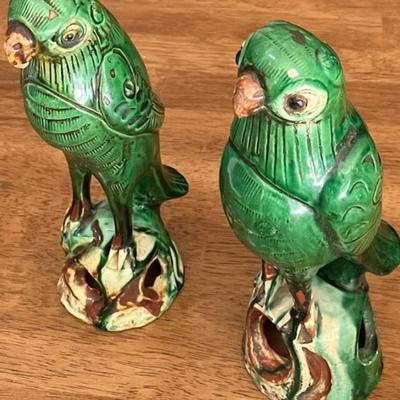 Two Ceramic Parrots
