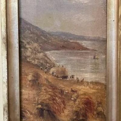Small Antique Oil Painting On Canvas Artist Unknown