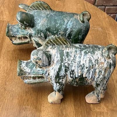 Two Ceramic Boars