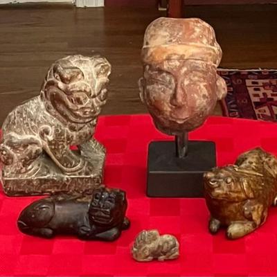Lot Of Five Stone And Ceramic Figures