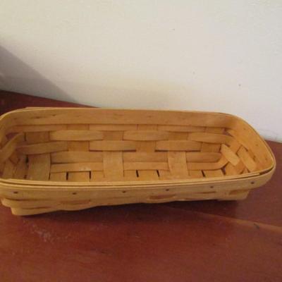 Collection of Longaberger Baskets and Hard Plastic Container with Lid