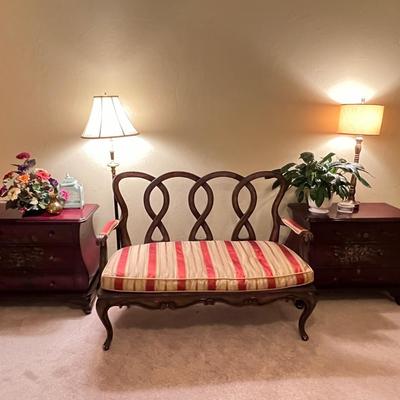 Bedroom Settee & 2 end tables