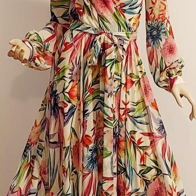 Stunning Floral Chiffon Maxi Gown w/Sash Belt