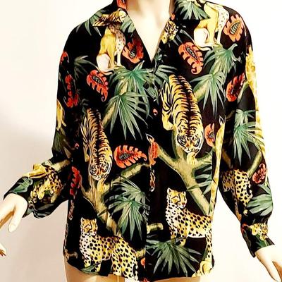 Vtg Jungle Book 100% Silk button Front Shirt unisex