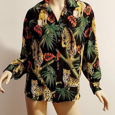 Vtg Jungle Book 100% Silk button Front Shirt unisex