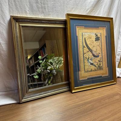 Framed Peacock Print & Mirror (BO-KL)