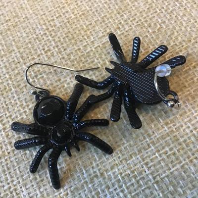 Black Spider Metal Earrings