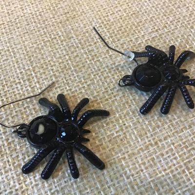 Black Spider Metal Earrings