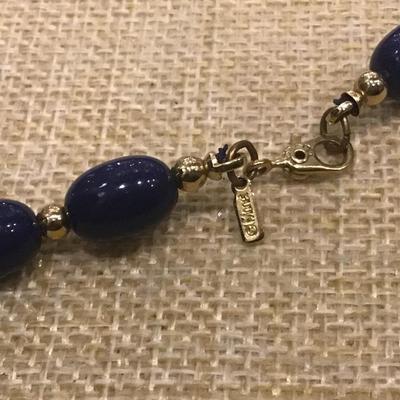 Monet Navy Blue Beaded Necklace