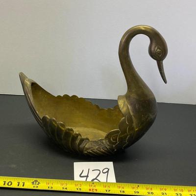 Brass Swan Planter