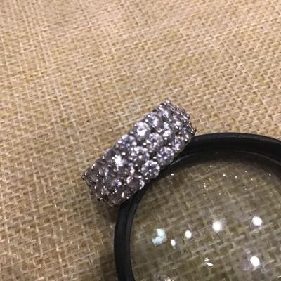 Exquisite Sterling Silver 925 HN Heng Ngai Crystal Wide Band signed