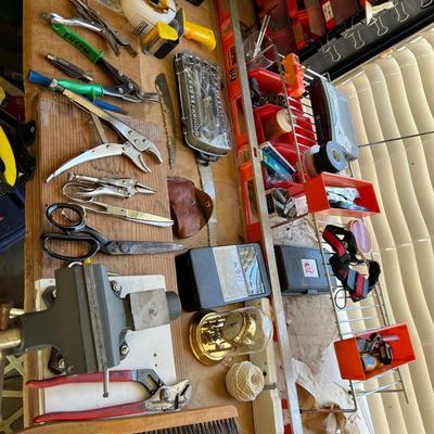 Garage #2 Tool Bench, Cabinet & tools