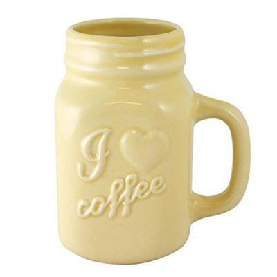 I Love Coffee Ceramic Mason Jar Mug  (2 Piece Set)