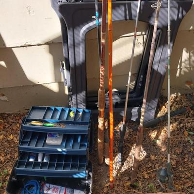TACKLE BOX SOME TACKLE AND POLES