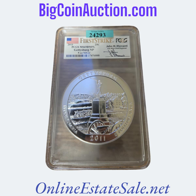 2011 25c GETTYSBURG NP 5oz Silver