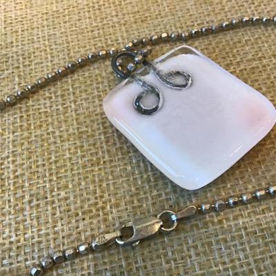 Vintage 925 Italy Chain With Fussed Glass Pendant