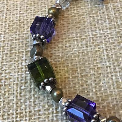 Green Purple Crystal Bracelet Toggle