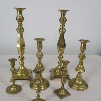 Assortment of Vintage Brass Candlestick Holders
