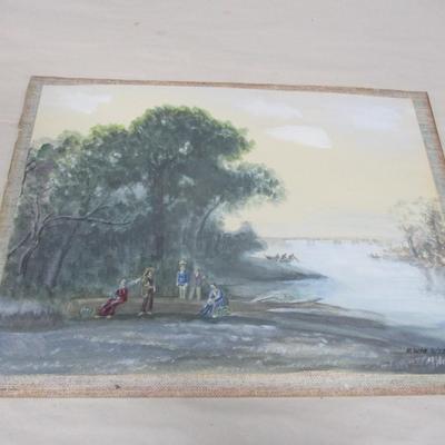 Hand Painted River Scene Signed By Artist