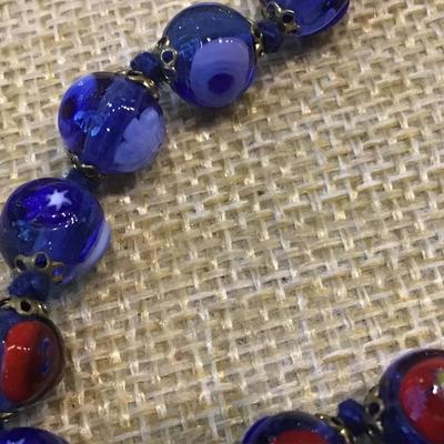 Vintage Venetian Art Glass Millefiori Round  Bead Necklace Jewelry