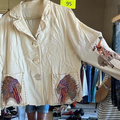 50s Western embroidered womens top