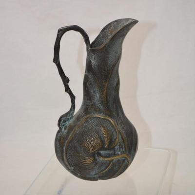 Vintage Art Nouveau Revival Bronze Floral Pitcher