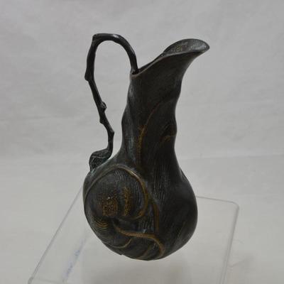 Vintage Art Nouveau Revival Bronze Floral Pitcher