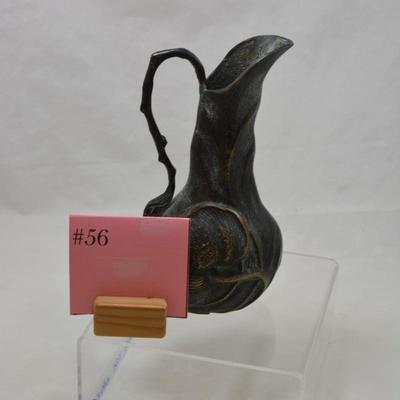 Vintage Art Nouveau Revival Bronze Floral Pitcher