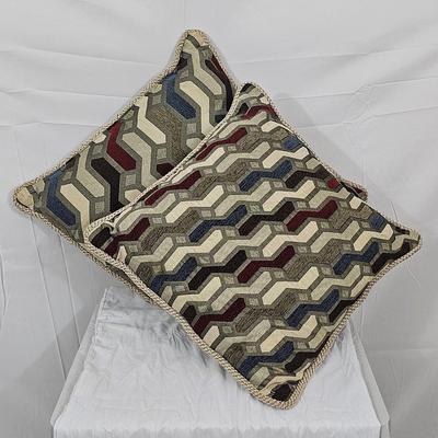 Alerfa Square Geometric Design Embroidery Cut  Throw Pillow Cover 20x20 (Set of 2)