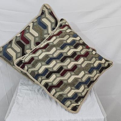 Alerfa Square Geometric Design Embroidery Cut  Throw Pillow Cover 20x20 (Set of 2)