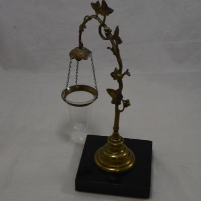 Victorian Cast Brass Float Lamp with Ivy Stand