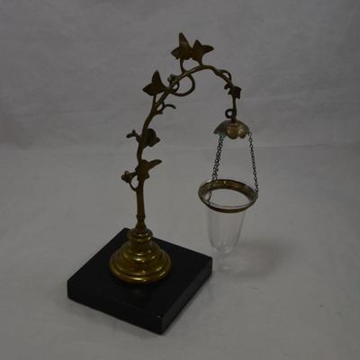 Victorian Cast Brass Float Lamp with Ivy Stand