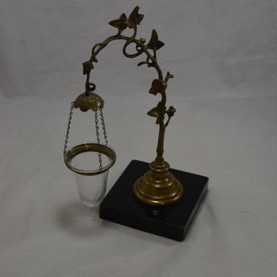 Victorian Cast Brass Float Lamp with Ivy Stand