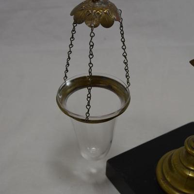 Victorian Cast Brass Float Lamp with Ivy Stand