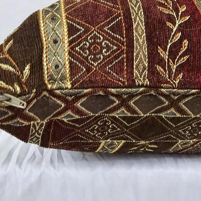 Contemporary Brown & Burgundy 20x20 & 18x18 (Set of 2) Throw Pillows
